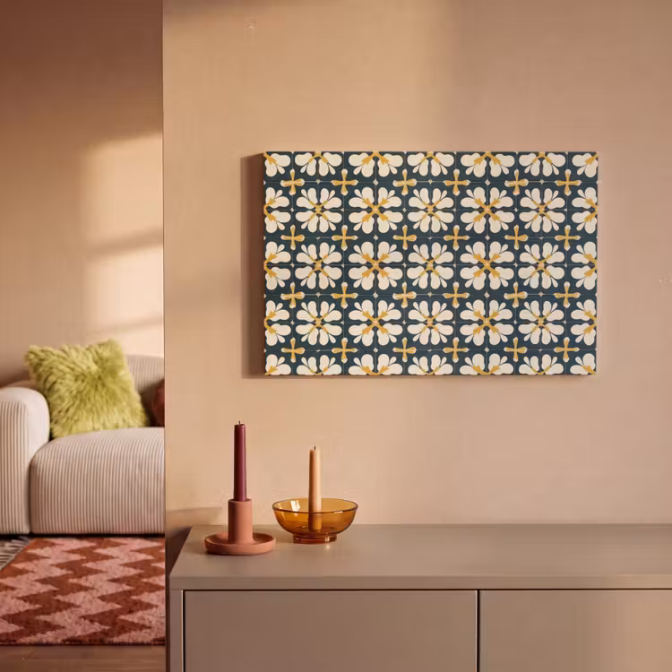 Motief - Tegel - Okergeel canvas 2cm klein 34 -sfeer1
