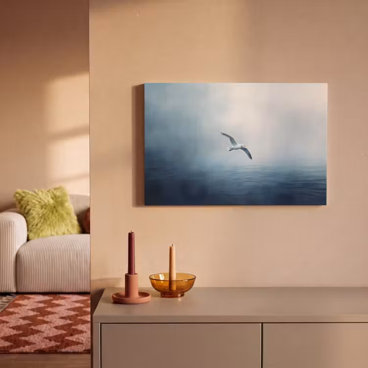 Meeuw - Wit - Zee - Mistig canvas 2cm klein -sfeer1