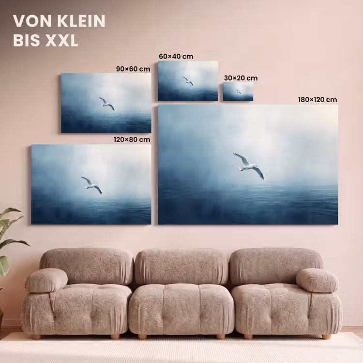Meeuw - Wit - Zee - Mistig canvas 2cm klein -Xsfeer8_DE