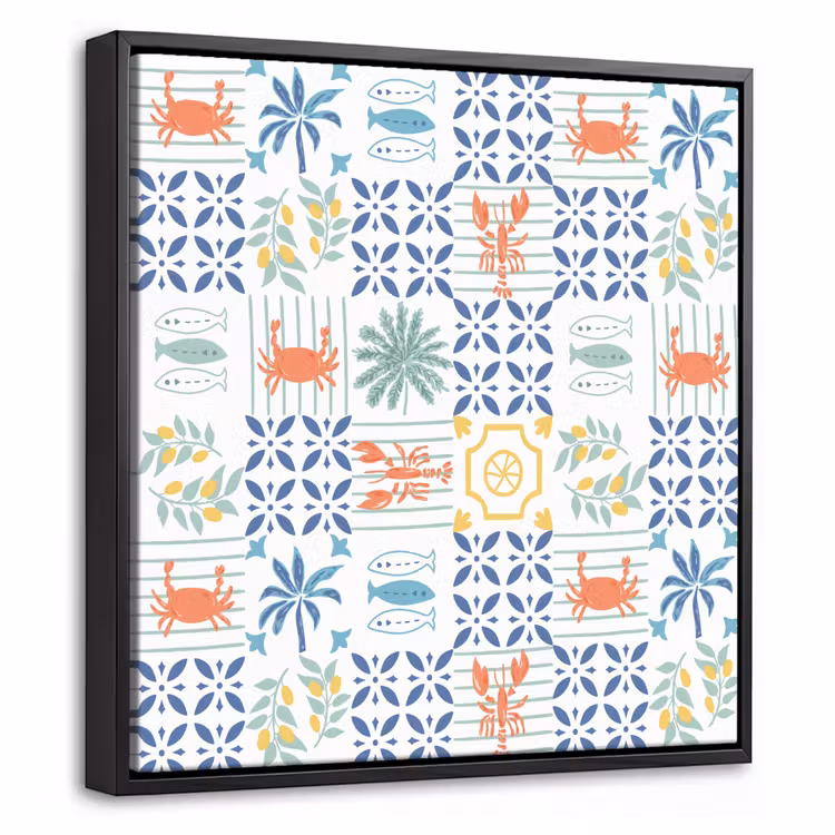 Mozaïek - Zee - Patroon Canvas met baklijst klein 1124 -threedimensional_3d_global