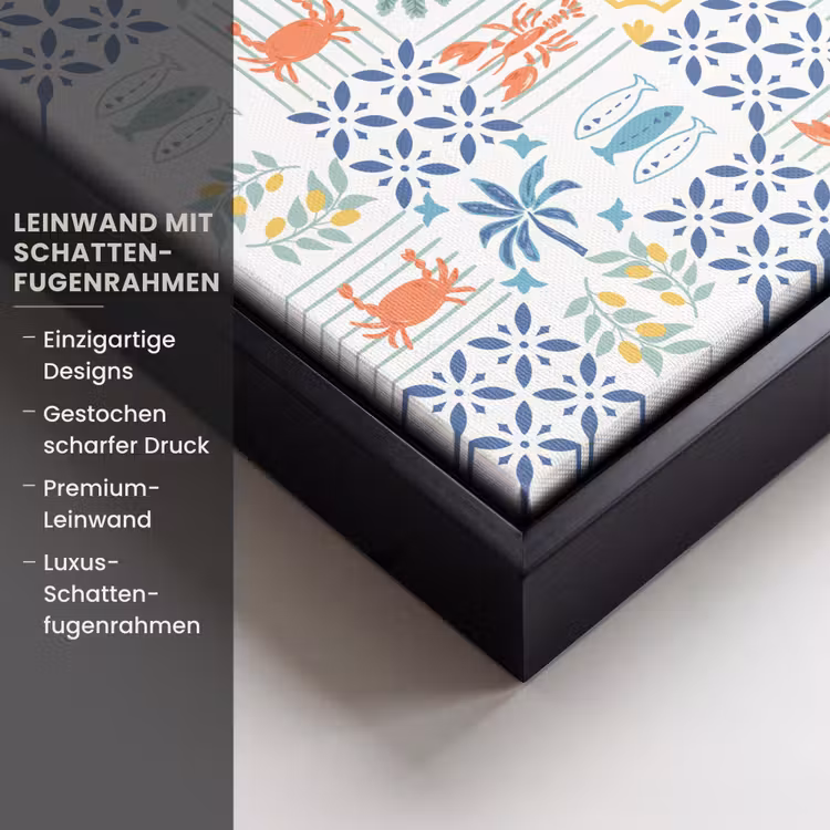 Mozaïek - Zee - Patroon Canvas met baklijst klein 1124 -uniquesellingpoint_productkenmerken_DE