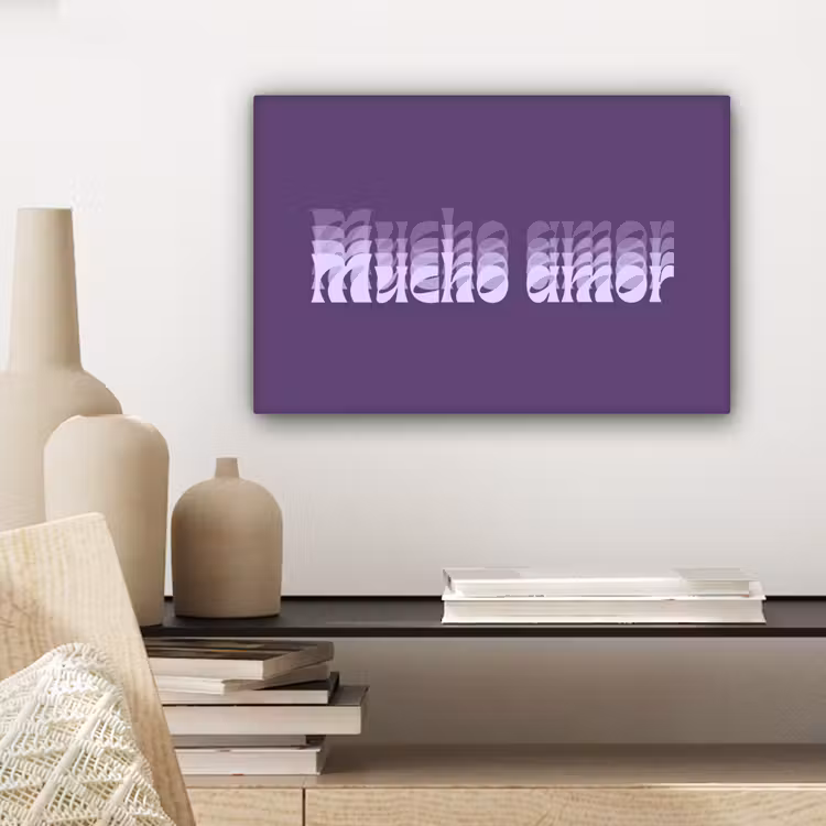 Mucho amor - Paars - Grafisch canvas 2cm klein -closeup_print_DE