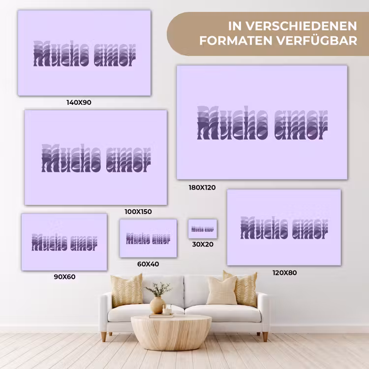 Mucho amor - Paars - Gelaagde letters canvas 2cm klein -Xsfeer8_DE