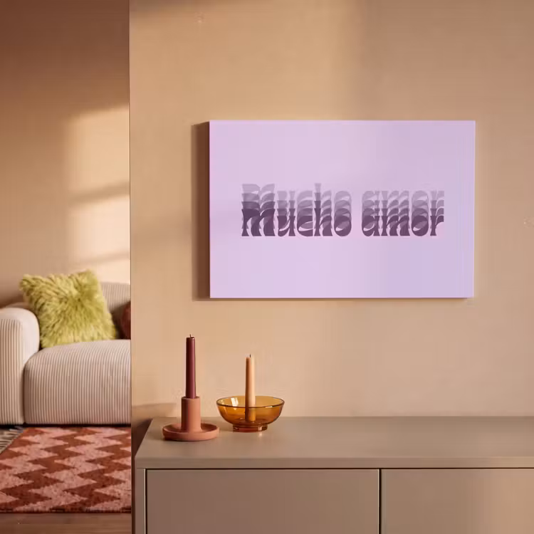 Mucho amor - Paars - Gelaagde letters canvas 2cm klein -sfeer1