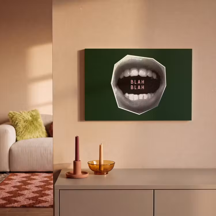 Mond - Groen - Illustratie - BLAH BLAH canvas 2cm klein -sfeer1