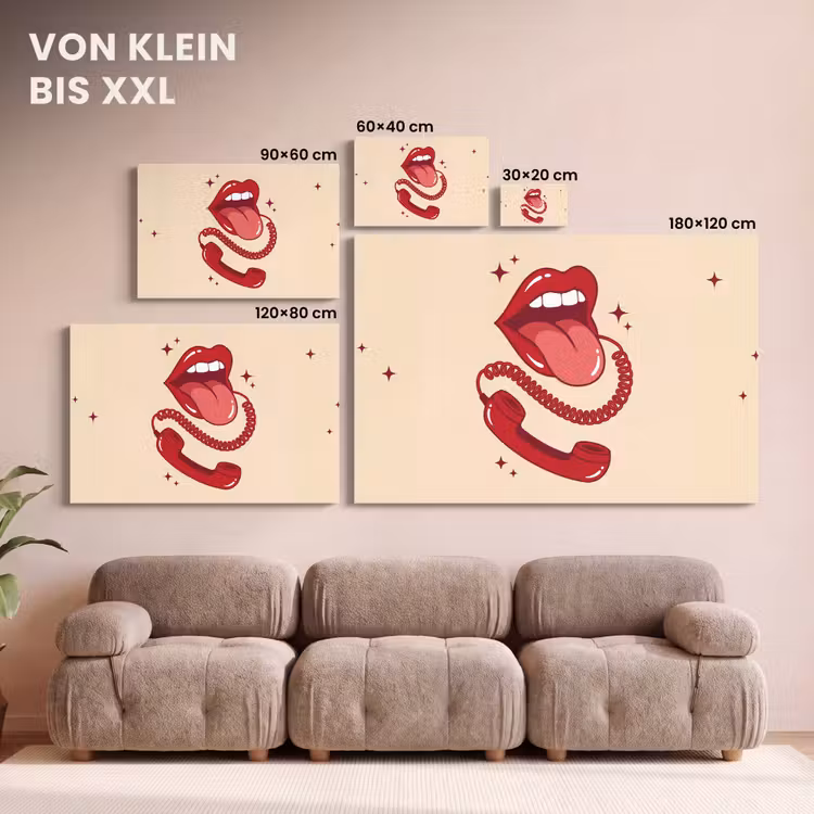 Mond - Telefoon - Popart - Rood - Illustratie canvas 2cm klein -Xsfeer8_DE