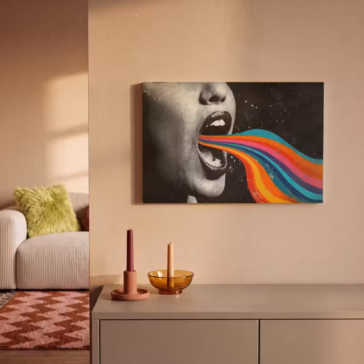 Mond - Golven - Regenboog canvas 2cm klein -sfeer1