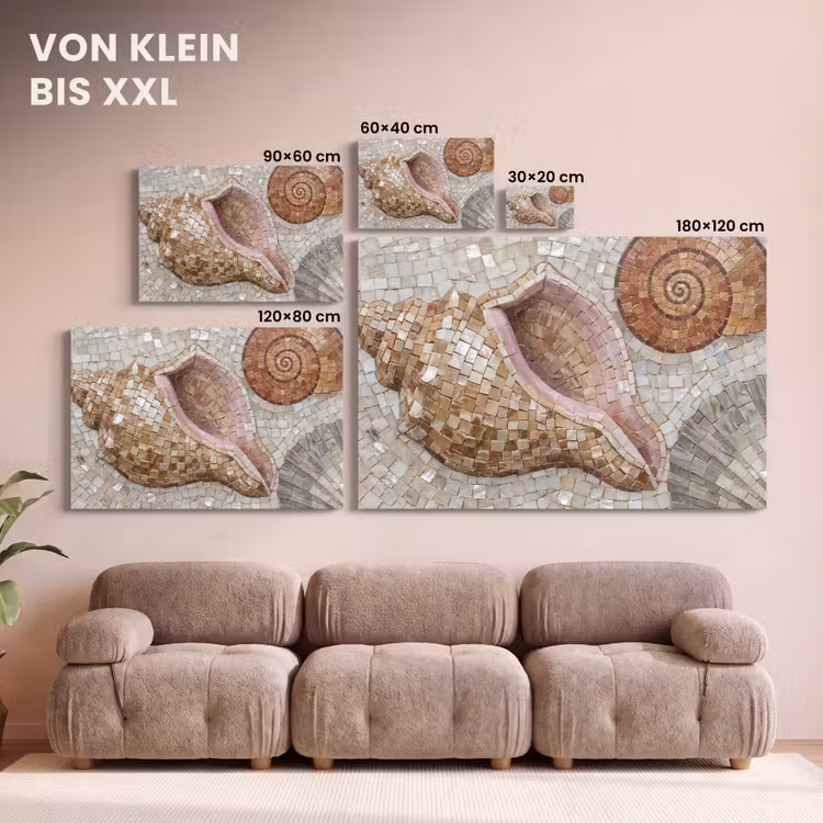 Schelp - Mozaïek - Zee - Beige - Modern canvas 2cm klein -Xsfeer8_DE