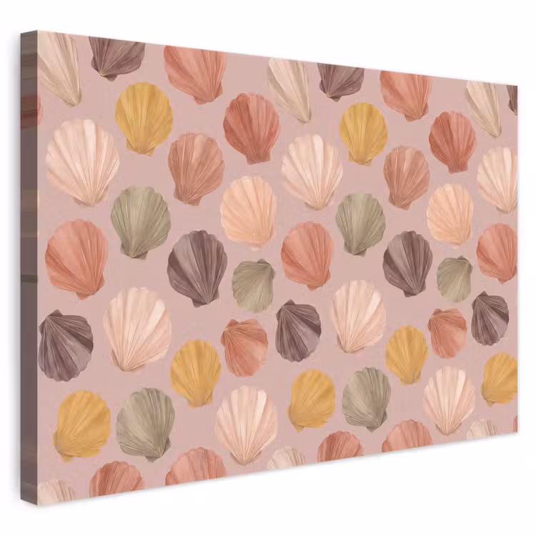 Schelp - Patroon - Zee - Aquarel - Aardetinten canvas 2cm klein -3d