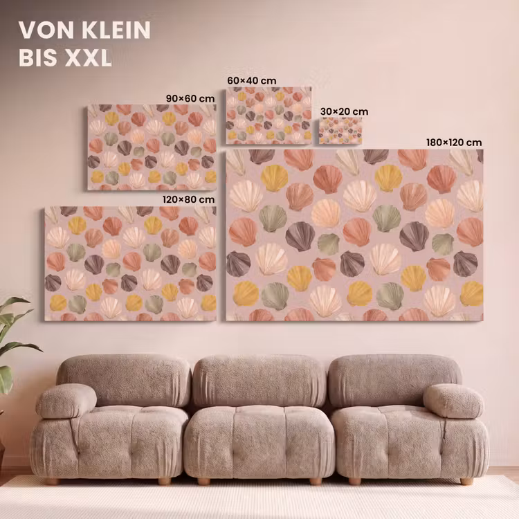 Schelp - Patroon - Zee - Aquarel - Aardetinten canvas 2cm klein -Xsfeer8_DE