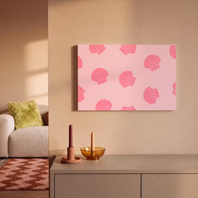 Schelp - Patroon - Zee - Modern - Roze canvas 2cm klein -sfeer1