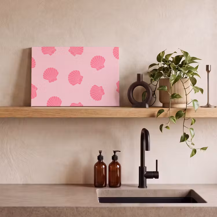 Schelp - Patroon - Zee - Modern - Roze canvas 2cm klein -sfeer3