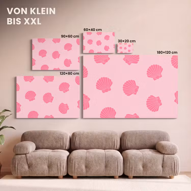 Schelp - Patroon - Zee - Modern - Roze canvas 2cm klein -Xsfeer8_DE