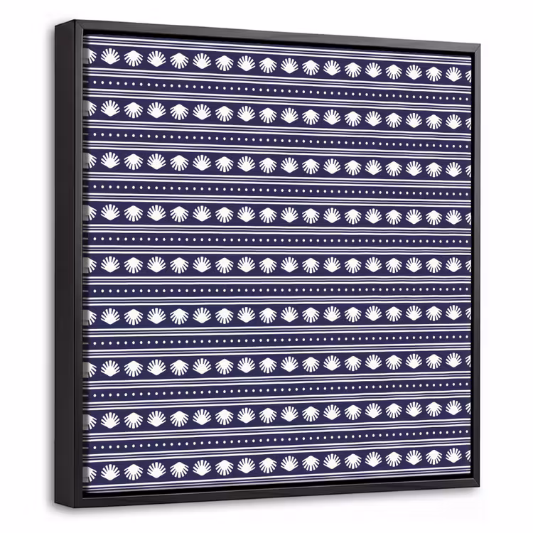 Schelp - Nautisch - Blauw - Wit Canvas met baklijst klein 1124 -threedimensional_3d_global