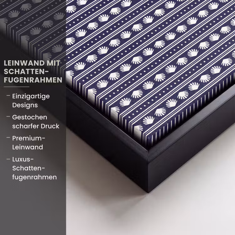 Schelp - Nautisch - Blauw - Wit Canvas met baklijst klein 1124 -uniquesellingpoint_productkenmerken_DE