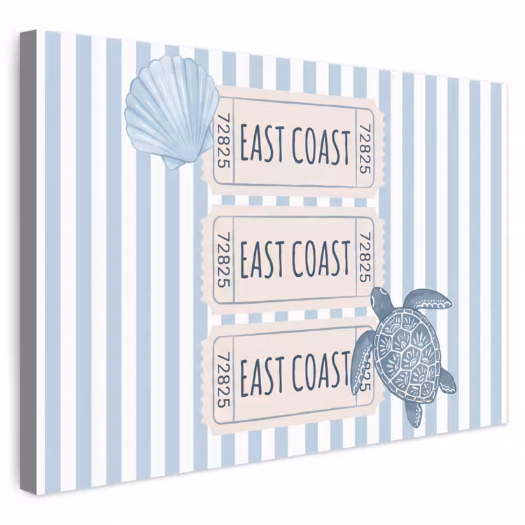 Schelp - Oceaan - Kust - Blauw - Illustratie canvas 2cm klein -3d