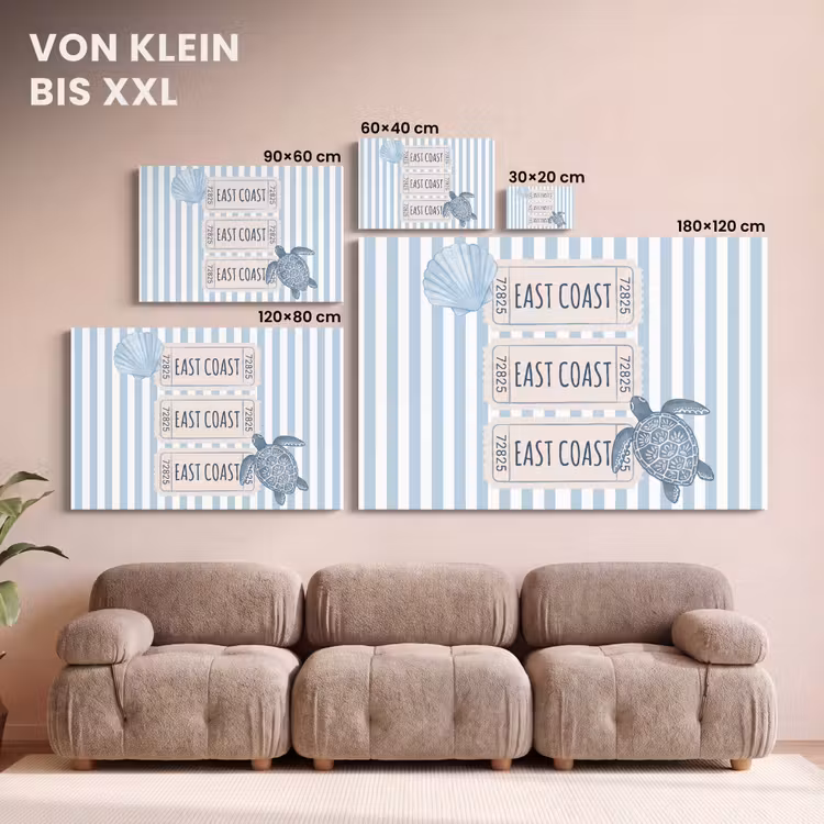 Schelp - Oceaan - Kust - Blauw - Illustratie canvas 2cm klein -Xsfeer8_DE