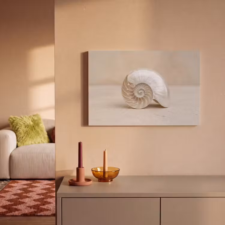 Schelp - Spiraal - Beige canvas 2cm klein -sfeer1