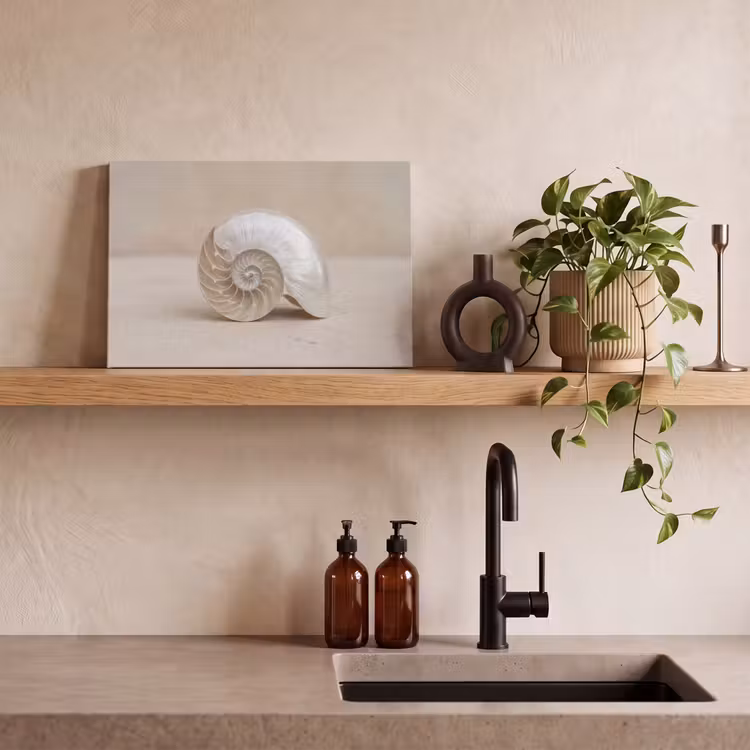 Schelp - Spiraal - Beige canvas 2cm klein -sfeer3