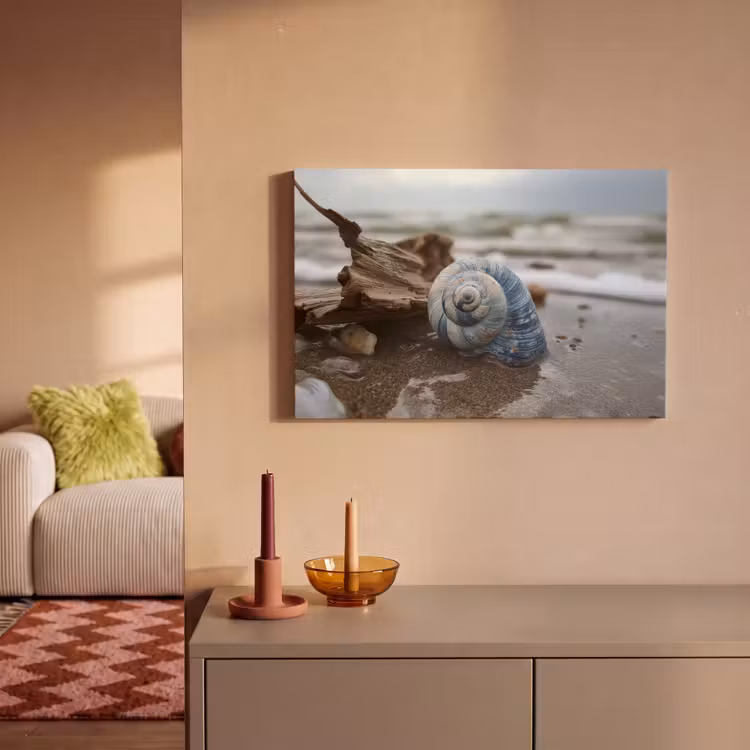 Schelp - Strand - Blauw - Zee canvas 2cm klein -sfeer1