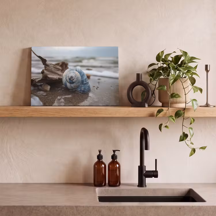 Schelp - Strand - Blauw - Zee canvas 2cm klein -closeup_print_DE