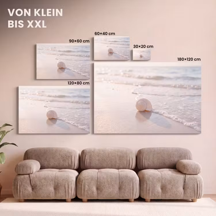 Zeeschelp - Strand - Zee - Natuur - Beige canvas 2cm klein -Xsfeer8_DE