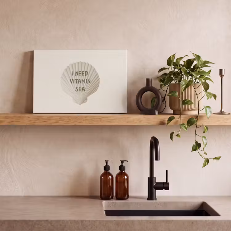 Schelp - Quote - Groen canvas 2cm klein -sfeer6