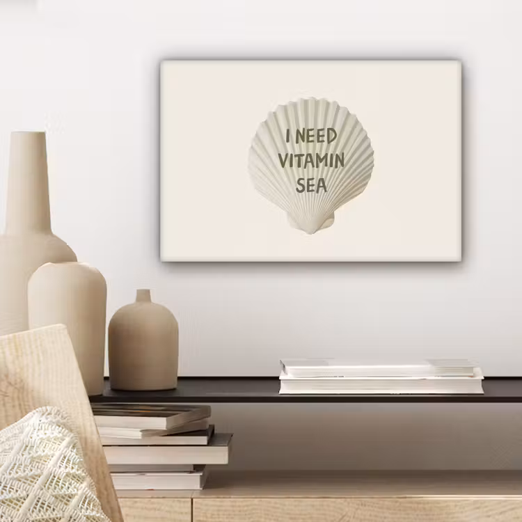 Schelp - Quote - Groen canvas 2cm klein -closeup_print_DE