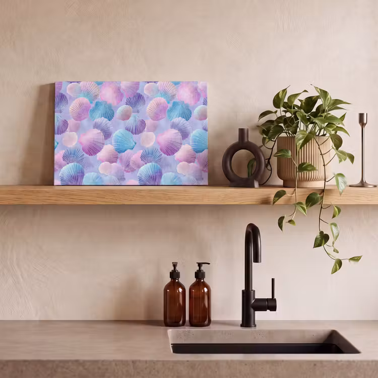 Schelpen - Paars - Blauw - Patroon - Pastel canvas 2cm klein -sfeer6