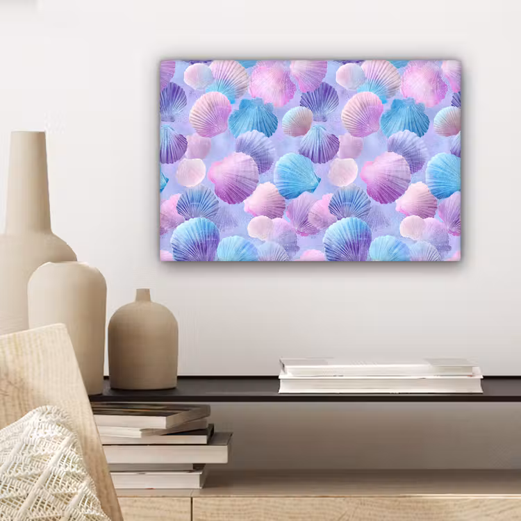 Schelpen - Paars - Blauw - Patroon canvas 2cm klein -closeup_print_DE