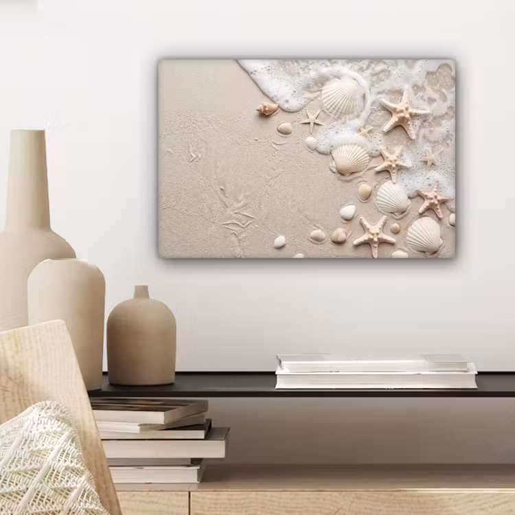 Schelpen - Zeesterren - Strand canvas 2cm klein -sfeer6