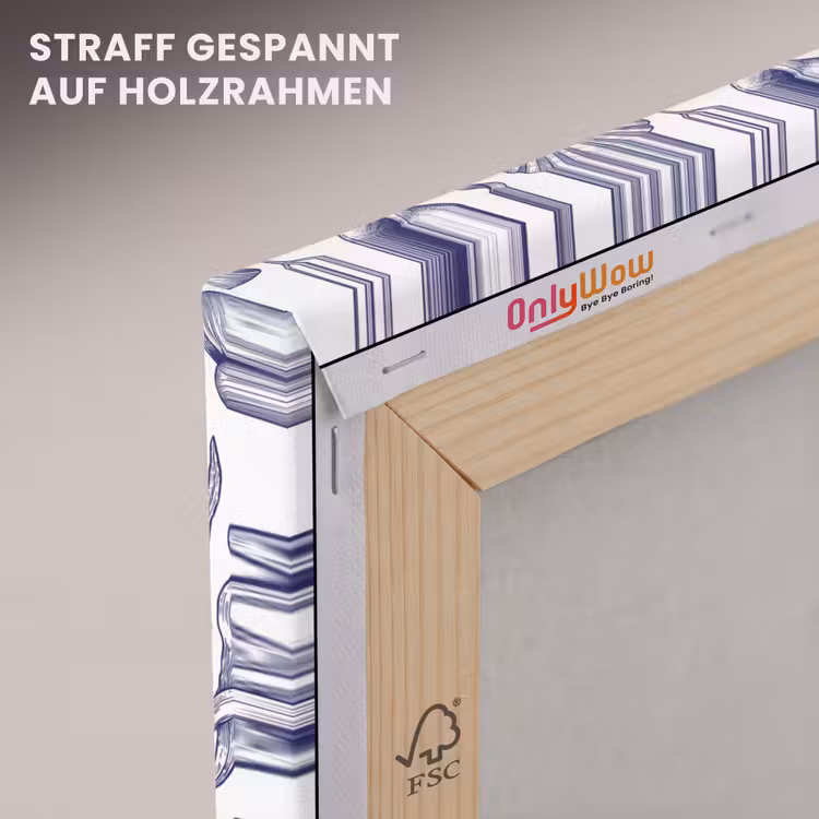 Schelpen - Zeewier - Oceaan - Illustratie - Blauw canvas 2cm klein -uniquesellingpoint_afwerking-onlywow_DE