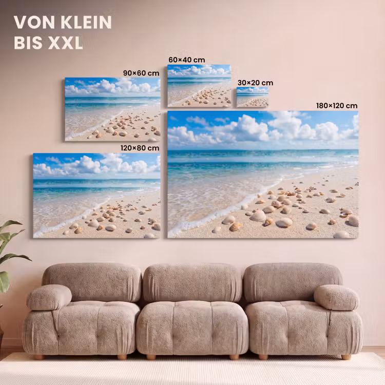 Schelpen - Strand - Natuur - Beige canvas 2cm klein -Xsfeer8_DE