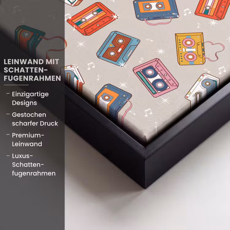 Muziek - Cassette - Patroon Canvas met baklijst klein 1124 -uniquesellingpoint_productkenmerken_DE