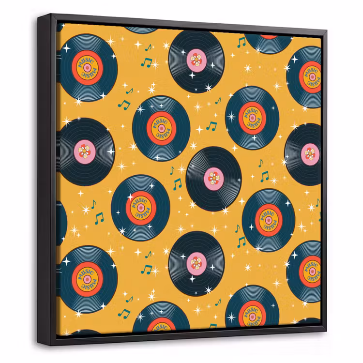 Muziek - Patroon - Geel Canvas met baklijst klein 1124 -threedimensional_3d_global