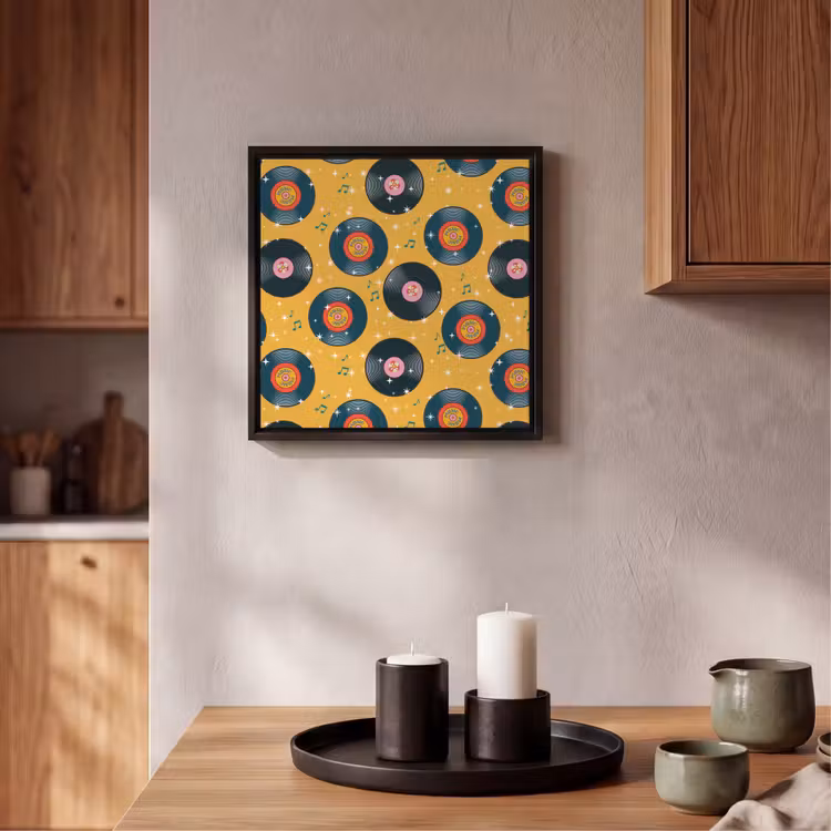 Muziek - Patroon - Geel Canvas met baklijst klein 1124 -atmosphere_sfeer2_global