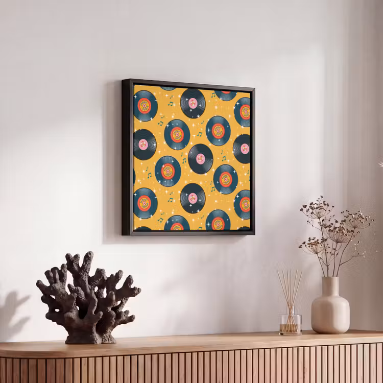 Muziek - Patroon - Geel Canvas met baklijst klein 1124 -atmosphere_sfeer4_global