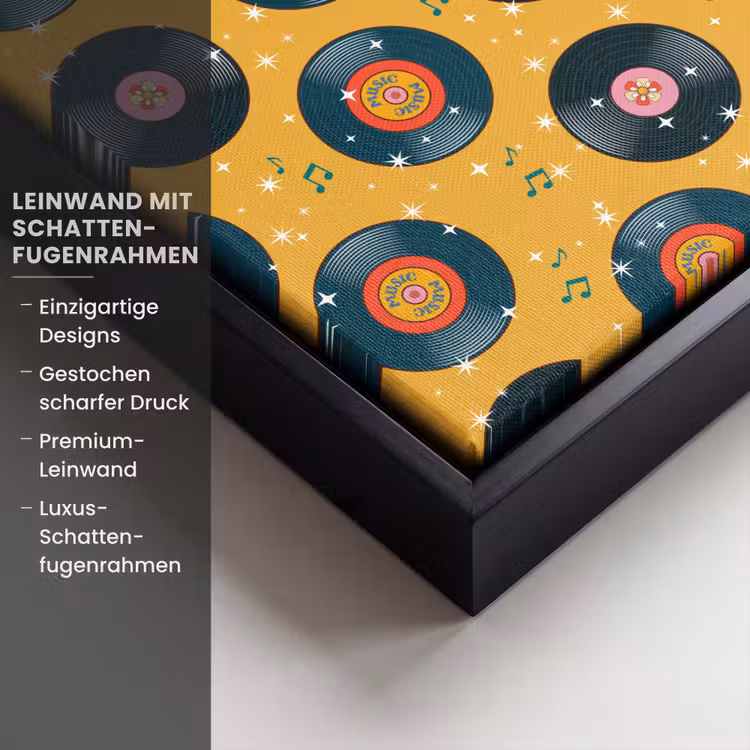 Muziek - Patroon - Geel Canvas met baklijst klein 1124 -uniquesellingpoint_productkenmerken_DE