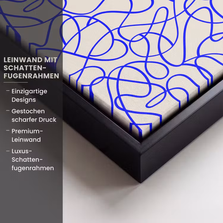 Patronen - Beige - Blauw - Lijnen Canvas met baklijst klein 1125 -uniquesellingpoint_productkenmerken_DE
