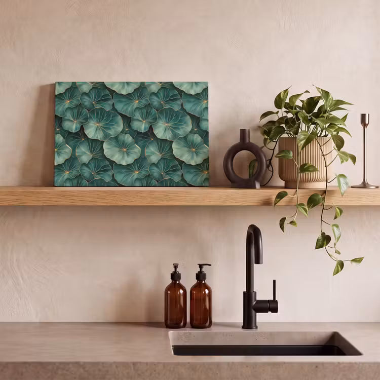 Patroon - Bladeren - Groen canvas 2cm klein 34 -sfeer3