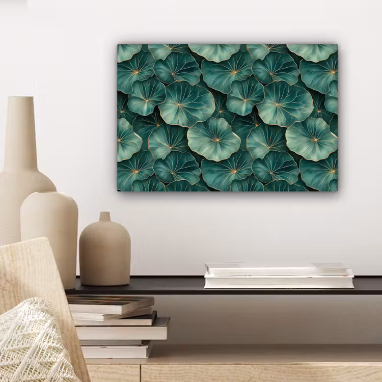 Patroon - Bladeren - Groen canvas 2cm klein 34 -sfeer6