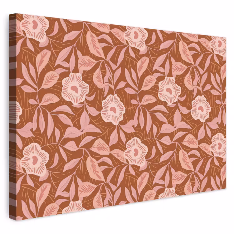 Patroon - Bladeren - Terracotta canvas 2cm klein 34 -3d