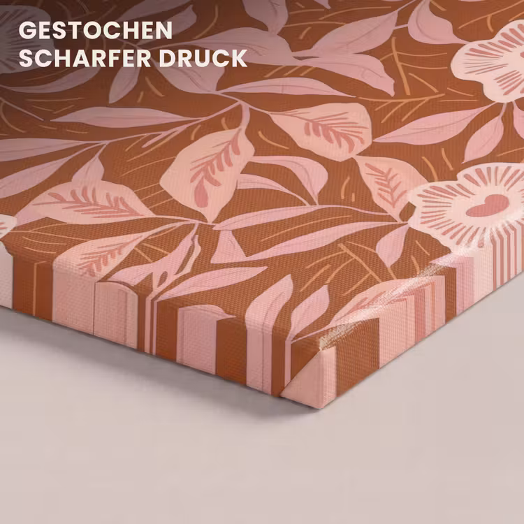 Patroon - Bladeren - Terracotta canvas 2cm klein 34 -closeup_print_DE