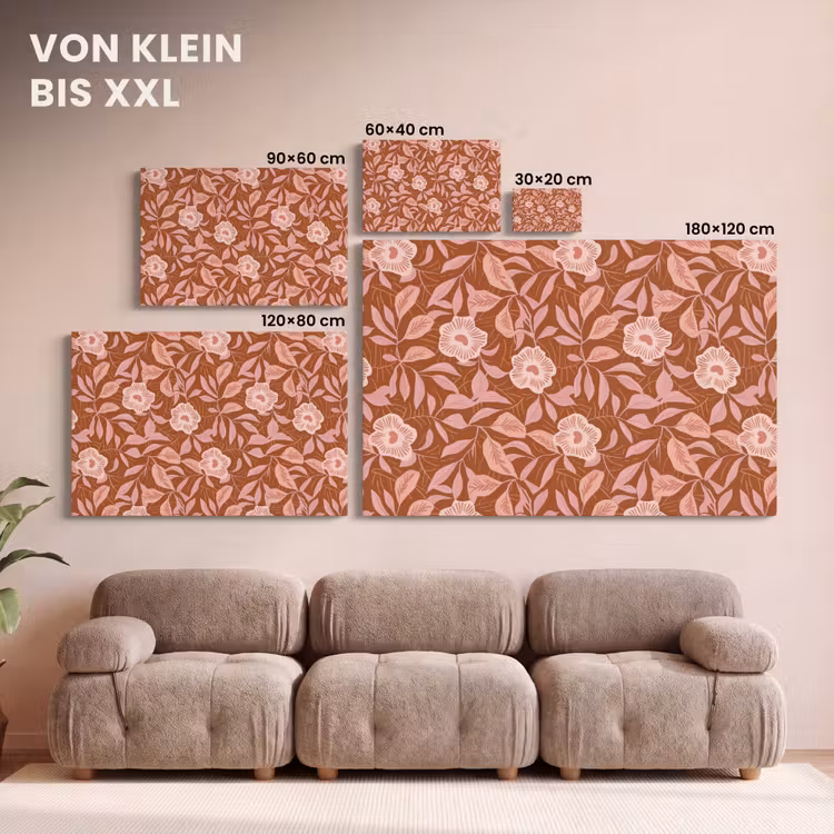 Patroon - Bladeren - Terracotta canvas 2cm klein 34 -Xsfeer8_DE