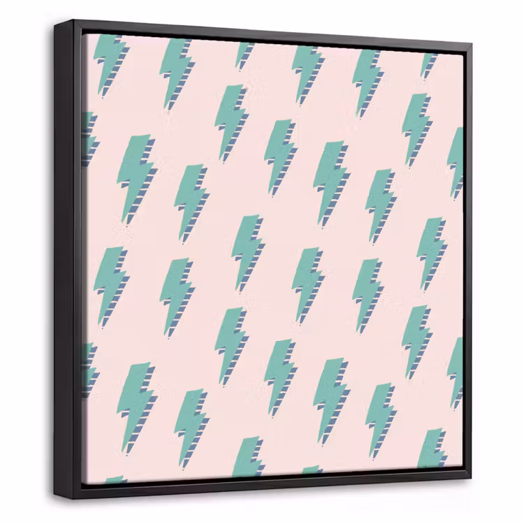 Patroon - Bliksem - Roze - Groen Canvas met baklijst klein 1124 -threedimensional_3d_global