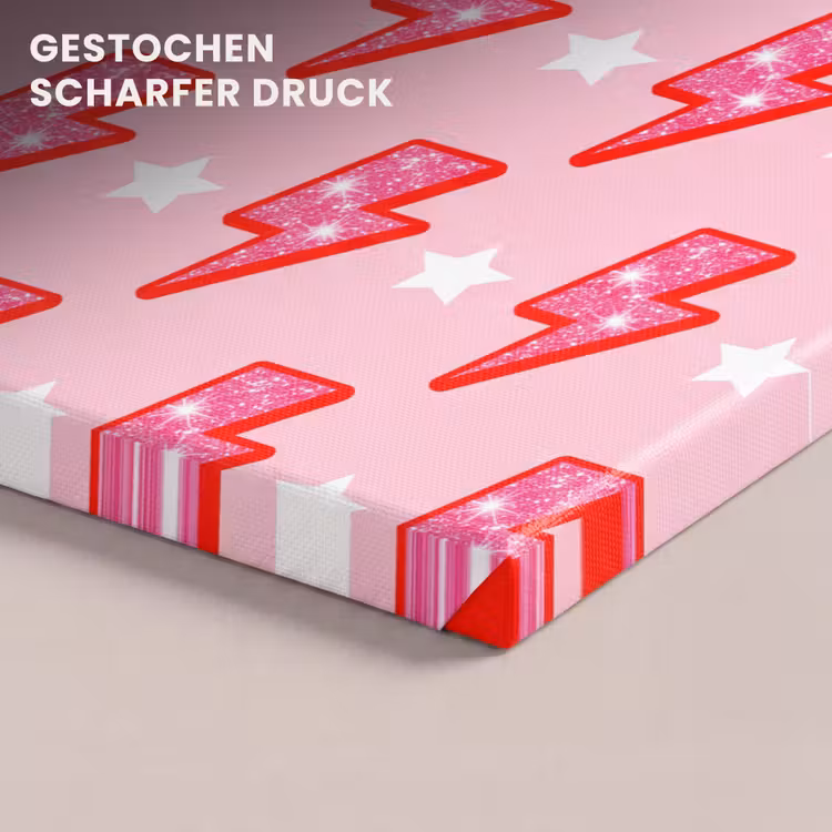 Patroon - Bliksem - Ster - Glitter - Roze canvas 2cm klein -closeup_print_DE