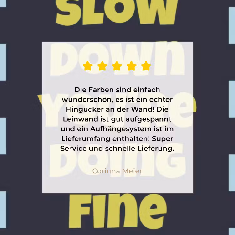 Patroon - Geblok - Blauw - Slow down you're doing fine canvas 2cm klein -sfeer3