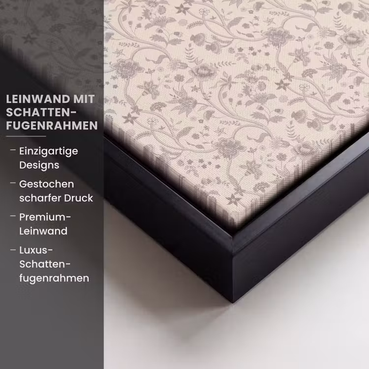 Patroon - Bloemen - Paars Canvas met baklijst klein 1125 -uniquesellingpoint_productkenmerken_DE