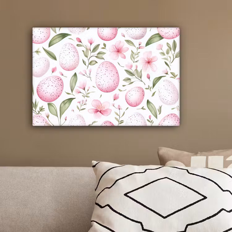 Patroon - Eieren - Roze - Pasen canvas 2cm klein -sfeer3