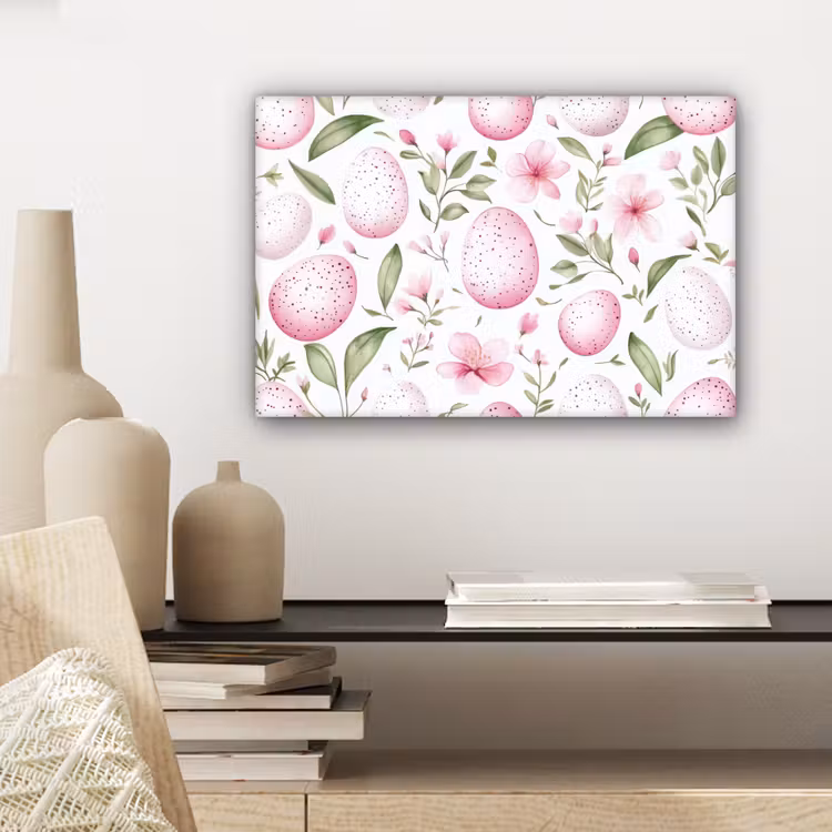 Patroon - Eieren - Roze - Pasen canvas 2cm klein -sfeer6